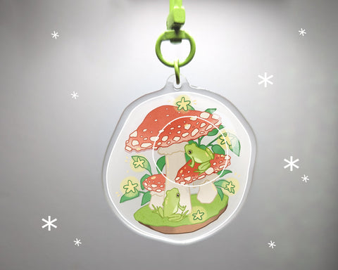 Mushroom Terrarium 2.3" Acrylic Charm Keychain