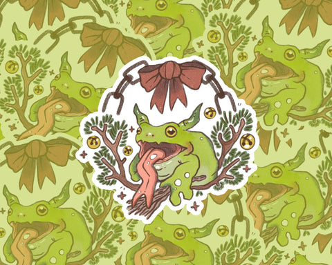 Krampus Frog Sticker - 3.5" Matte Vinyl Sticker