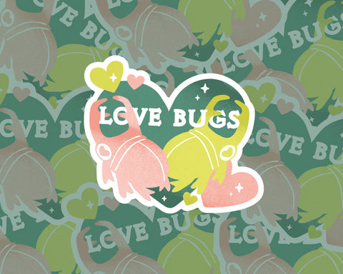 Love Bugs - Valentines 2024 3" Matte Die-Cut Vinyl Sticker