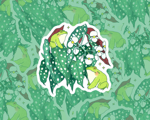 Begonia Froggies 3" Die-Cut Vinyl Sticker