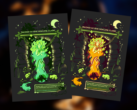 Maidens of the Healing Flame - 5x7" Digital Frog Shimmer Art Print