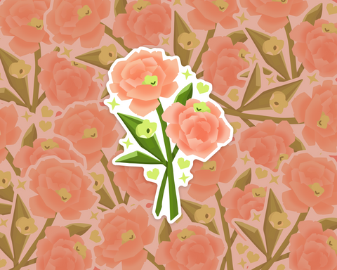 Peony Bouquet 3" Die Cut Vinyl Sticker - Valentines 2026