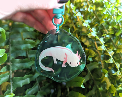 Axolotl Droplet 3" Acrylic Transparent Charm Keychain