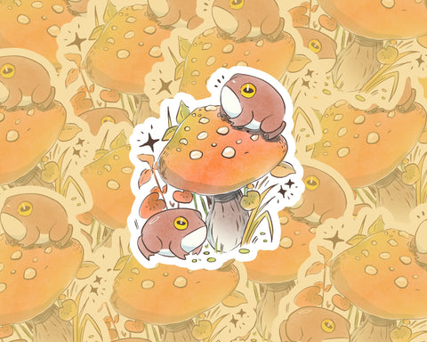 Autumn Mushroom Froggies 3" Matte Die-Cut Vinyl Sticker