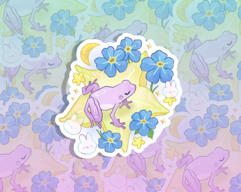Sleepy Bunny Frog - 3" Die-Cut Vinyl Sticker