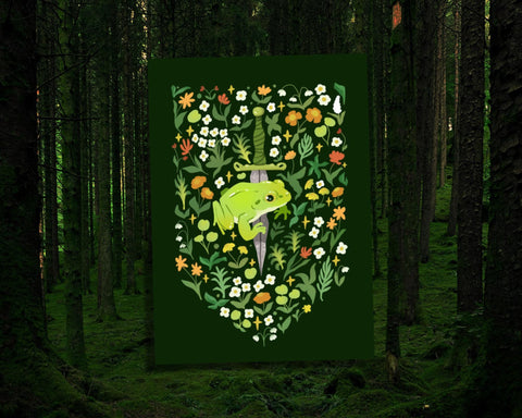 Banner Frog - 5x7" Digital Frog Shimmer Art Print