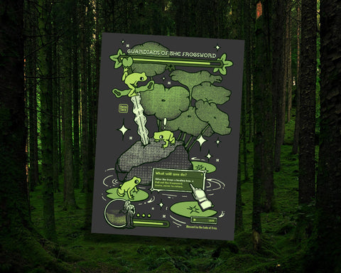 Guardians of the Frogsword - 5x7" Digital Frog Shimmer Art Print