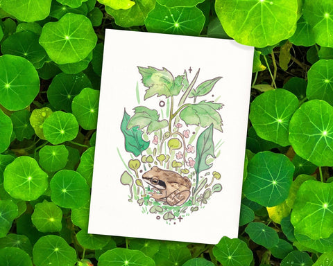 Brand New - 5x7" Watercolour Frog Nature Spring Art Print