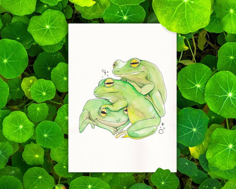 Menagerie à trois - 5x7" Watercolour Frog Art Print