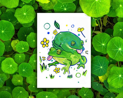 stacks - 5x7" Acrylic Frog Art Print
