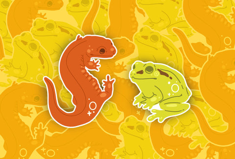 Frog & Salamander Buddies Vinyl Sticker Set