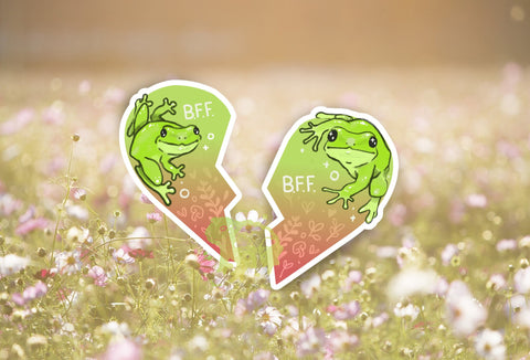 BFF Best Frog Friends 2" Die-Cut Vinyl Stickers Set