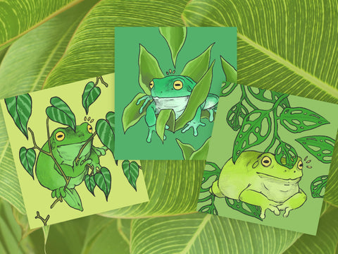 Plants & Frogs - Postcard Art Print Set of 3