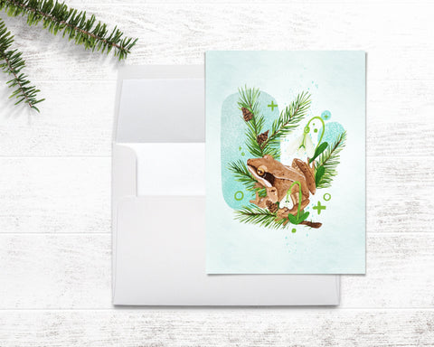2020 Frog Christmas Card Set Winter Yule Christmas - Included Envelope
