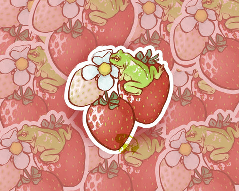 Strawberry Frog 3" Die-Cut Vinyl Sticker