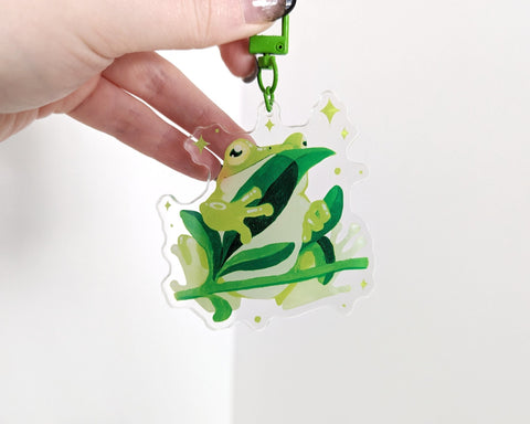 Sparkle Frog 3" Acrylic Charm Keychain