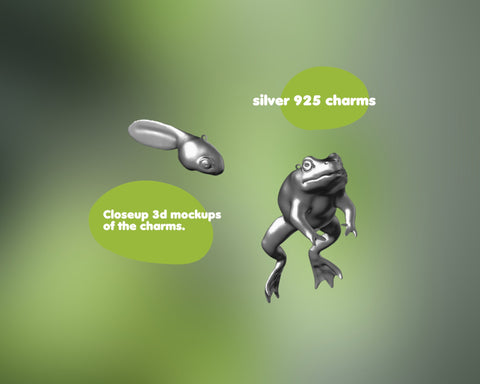 Frog & Tadpole Necklaces - Silver 925 charms and chain