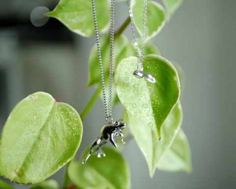 Frog & Tadpole Necklaces - Silver 925 charms and chain