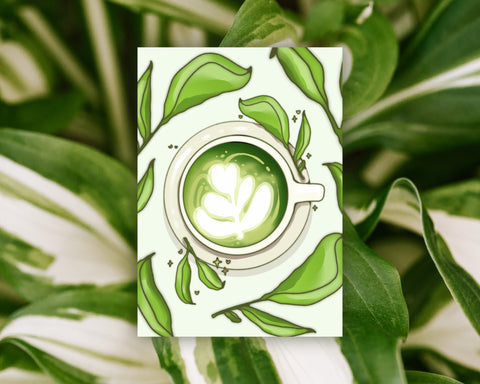 Matcha Tea - 5x7" Premium Soft Touch Art Card