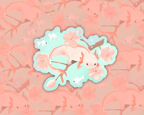 Sakura Axolotl 3" Die-Cut Vinyl Sticker